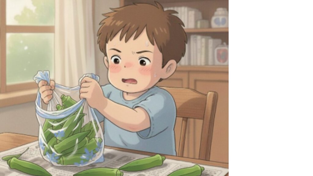 おくらの袋詰めのイラスト