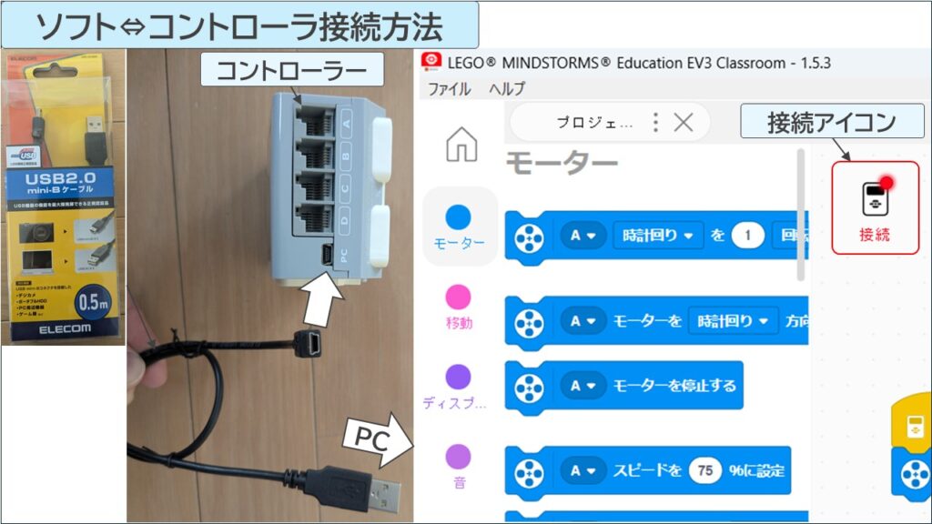 EV3とコントローラ接続方法の図解