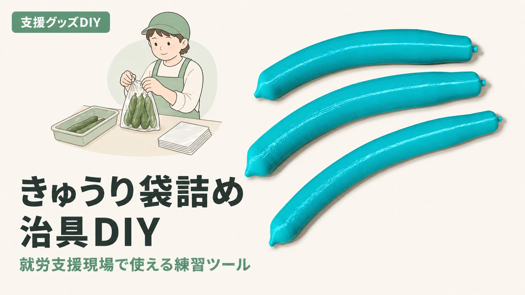 袋詰め練習用のきゅうりサンプル写真