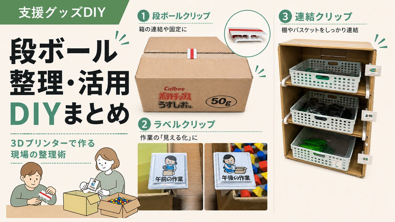 ダンボール整理＆活用DIYまとめ｜現場で役立つ改善アイデア3選のアイキャッチ画像